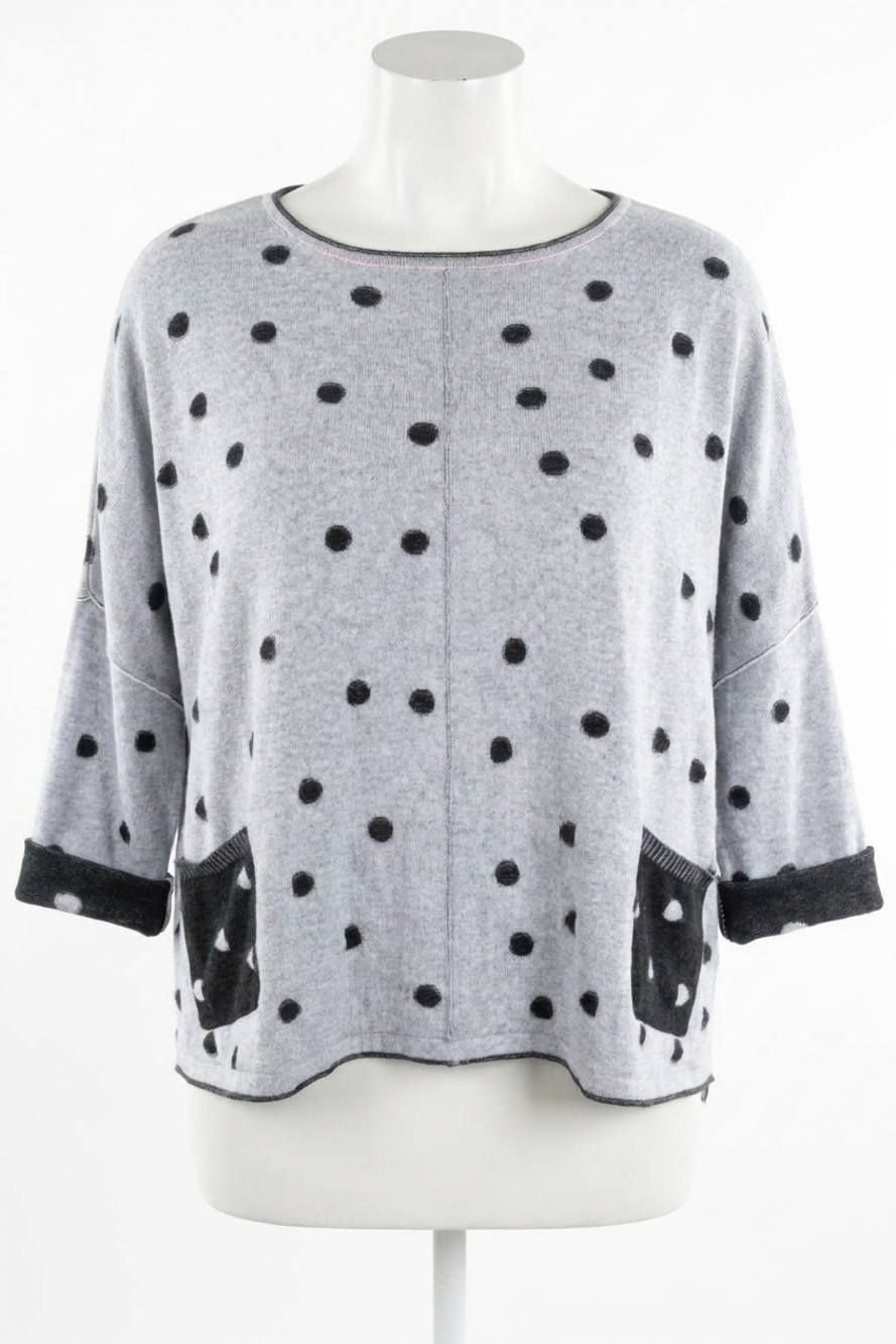 NEW HABITAT women's double fleece dot pullover sweater in black and white